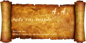 Agárdi Anikó névjegykártya